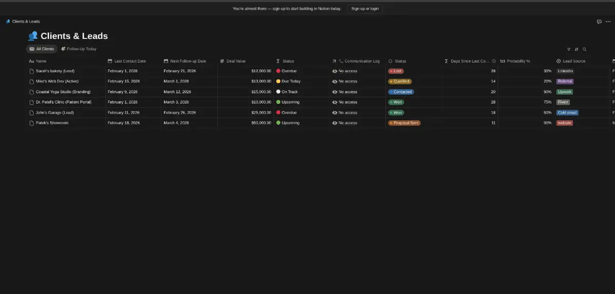 Freelancer CRM Dashboard image number 01