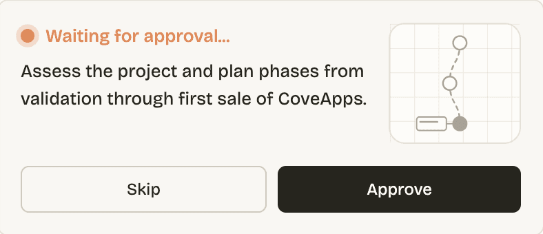 The handoff: ai cofounder asks you to approve before ultraplan maps out the phases.