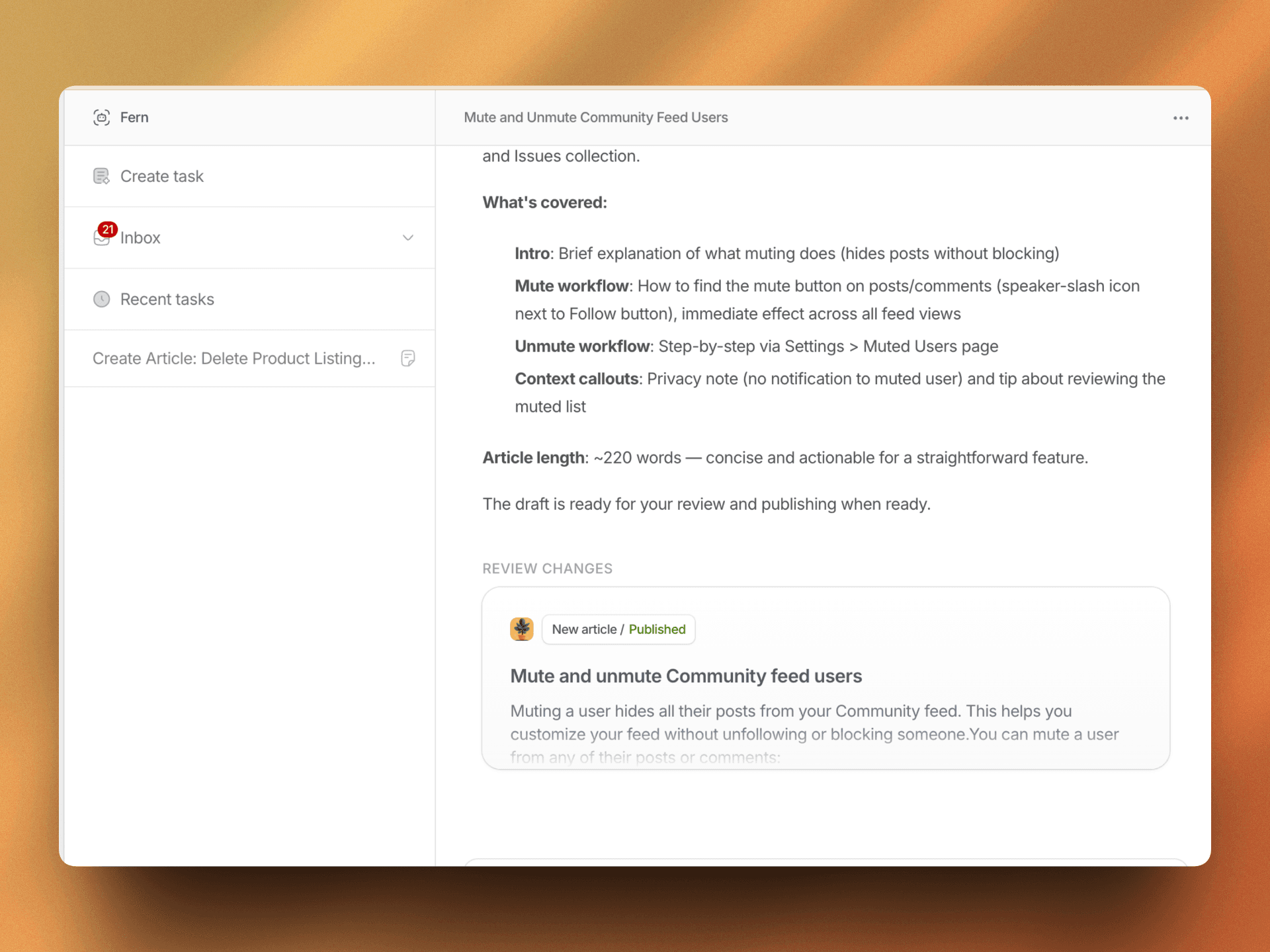 Article suggestion with context from support tickets